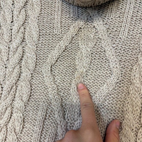 Inis Crafts Ireland Beige Cable Knit Turtleneck Sweater 100% Merino Wool Women S - Picture 5 of 12